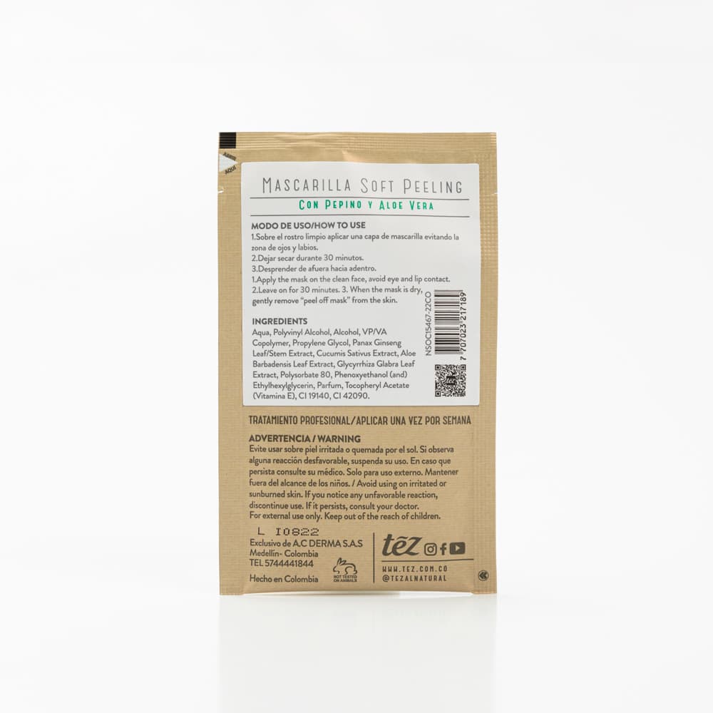 Mascarilla Soft Peeling - Exfoliación Suave y Luminosidad para tu Piel | Tez alternate