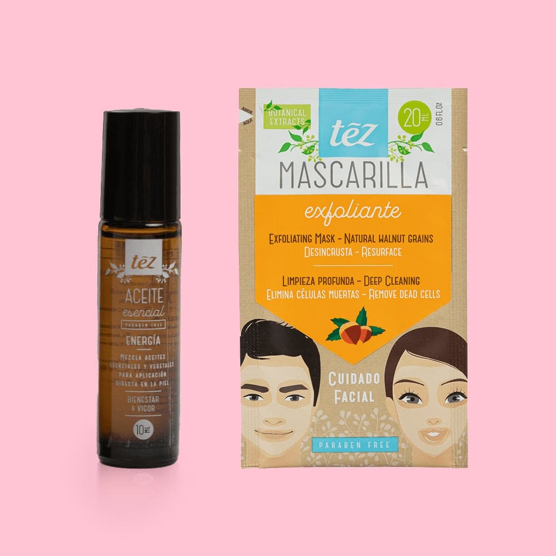 Dúo Revitalizante: Aceite Energía & Mascarilla Exfoliante – Cuidado Completo para una Piel Radiante | Tez