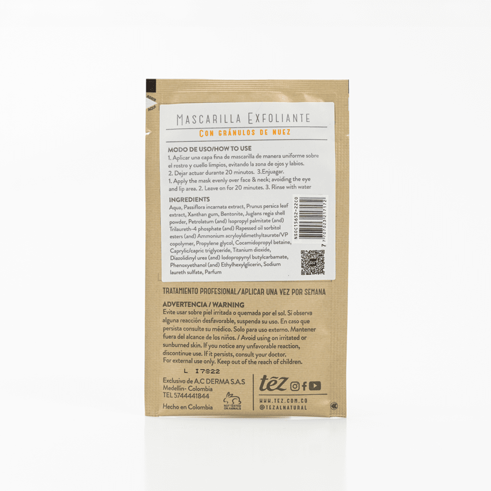 Mascarilla Exfoliante Facial con Ingredientes Naturales – Piel Radiante al Instante | Tez alternate