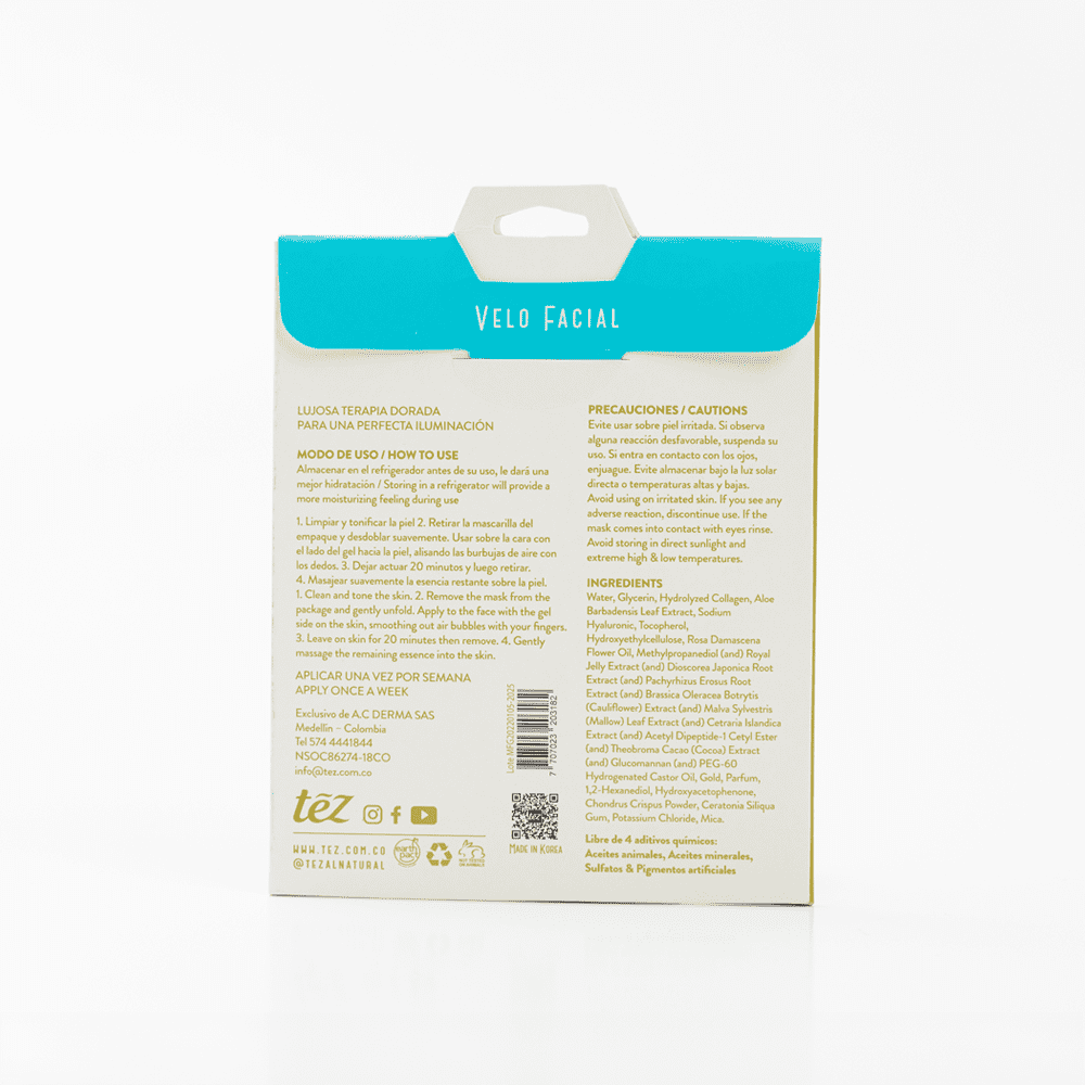 Mascarilla Facial Rejuvenecedora de Oro – Ilumina y Revitaliza Tu Piel | Tez alternate