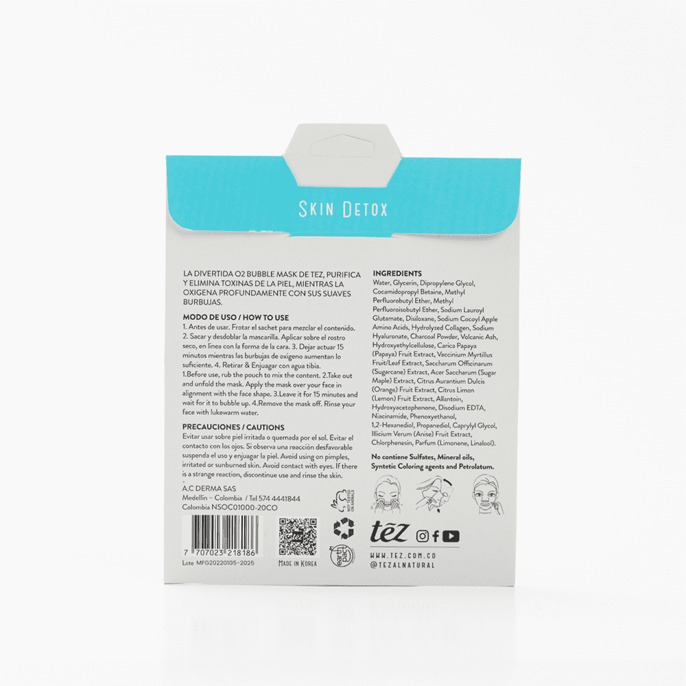 Mascarilla Facial Detox de Burbujas O2 – Oxigena y Purifica tu Piel | Tez alternate