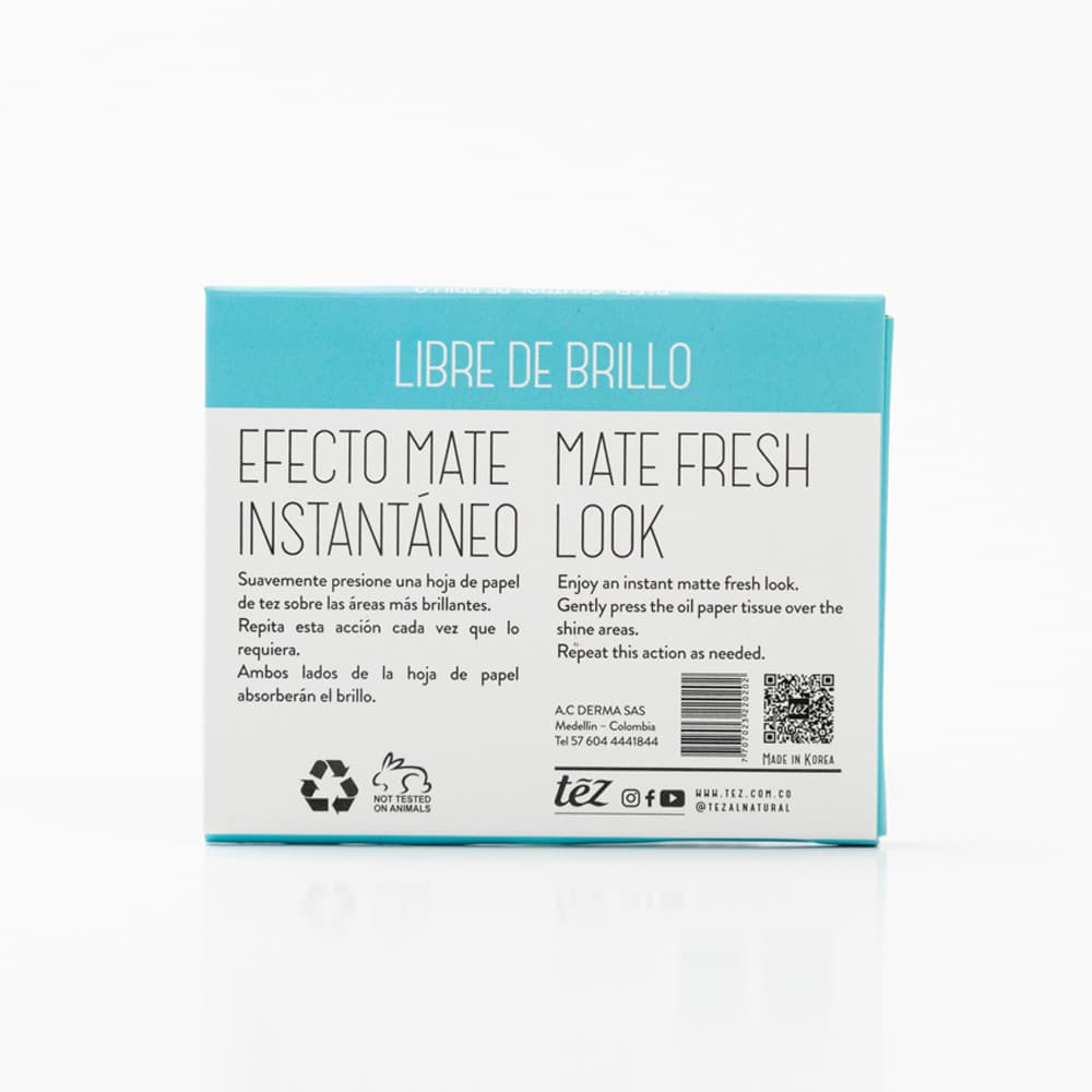 Papel Facial Limpiador de Grasa – Control de Brillo Instantáneo | Tez alternate