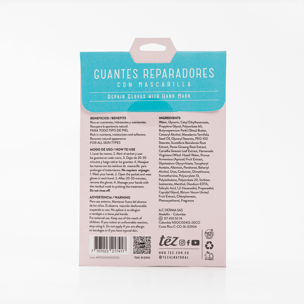 Guantes Reparadores con Mascarilla para Manos – Hidratación y Renovación Intensivas | Tez alternate